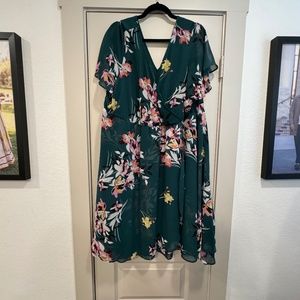 Green Floral Faux Wrap Dress Torrid Size 2